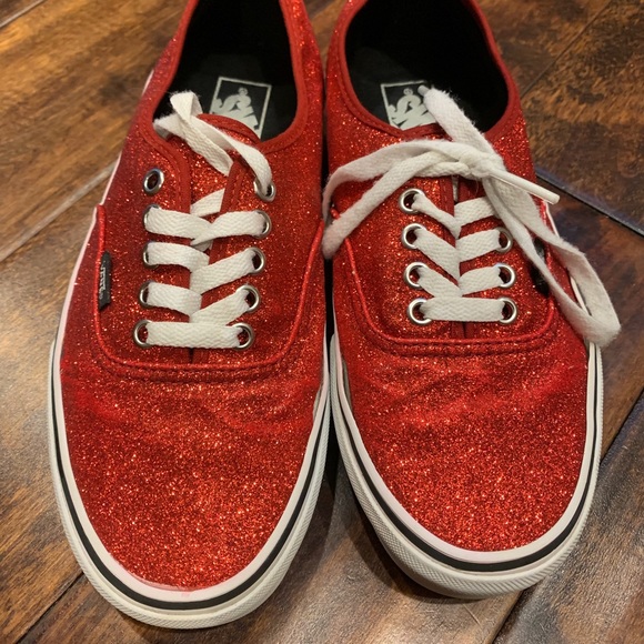 red sparkly vans
